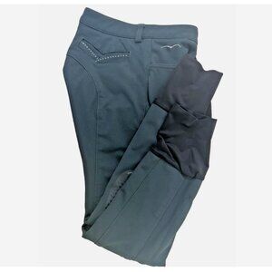 ANIMO Knee Patch Grip Breeches I 46 US 32 Green Teal  Bling